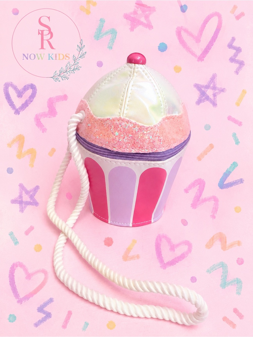 SR Now Kids Cupcake Crossbody Bag Pink Glitter Novelty Purse NWOT Girls